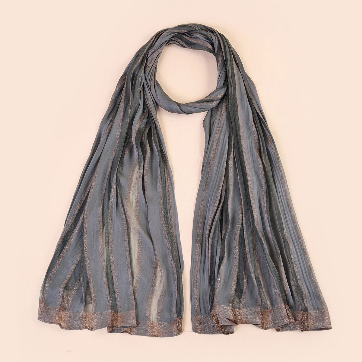 Grey Jacquard Long Hijab Scarf for Women 200x75cm