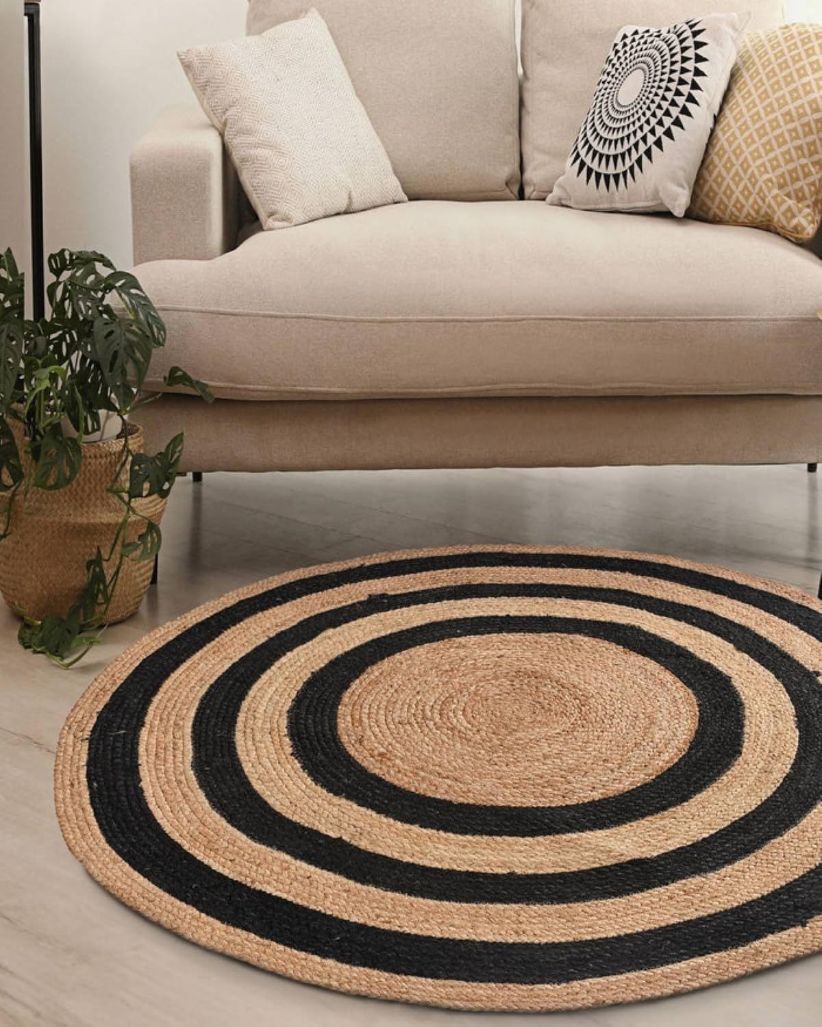 AIESY®  Beautiful Reversible Jute Round Rug