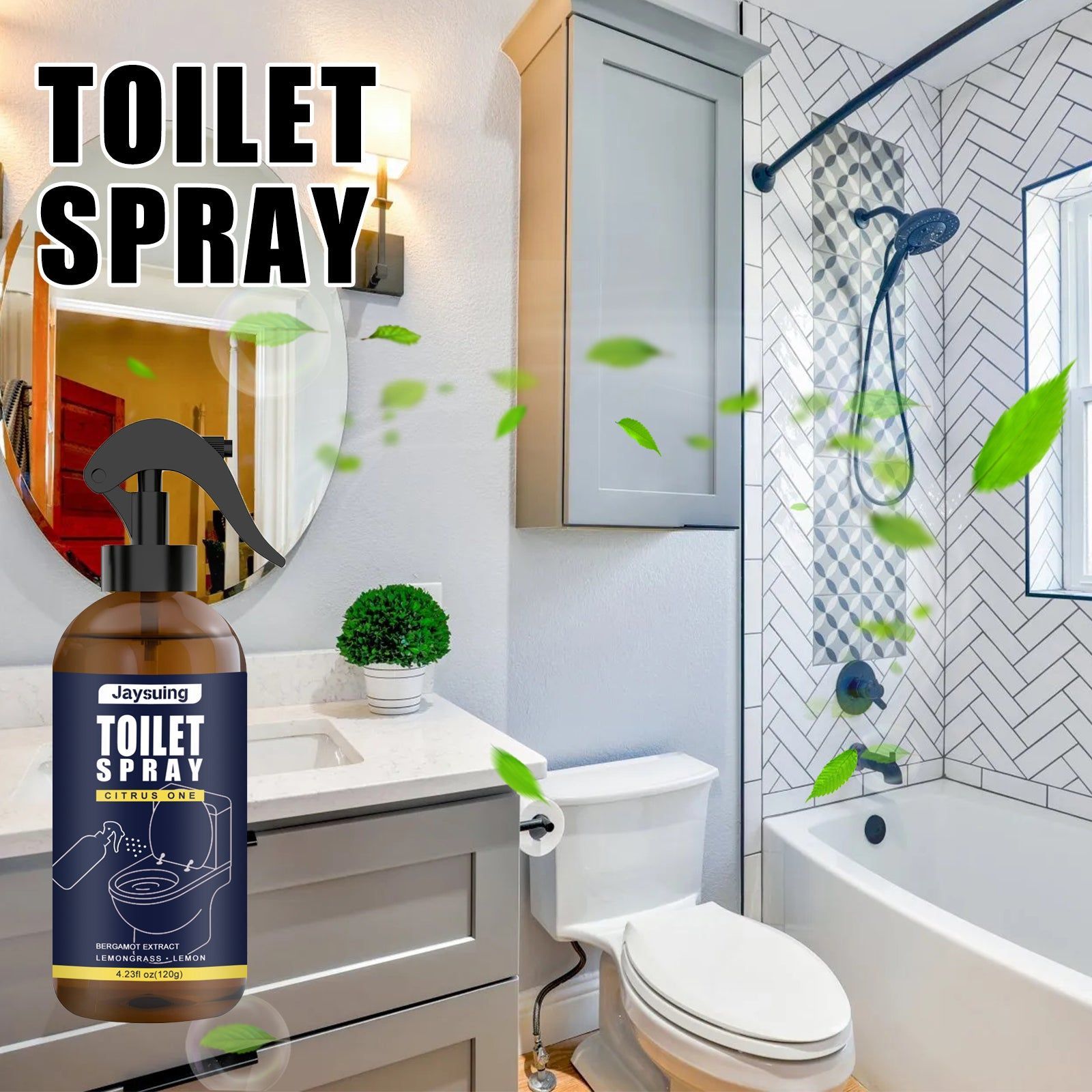 Bathroom Freshener Spray, Long-Lasting Citrus Freshness, Air Purifier, Odor Eliminator ,120g