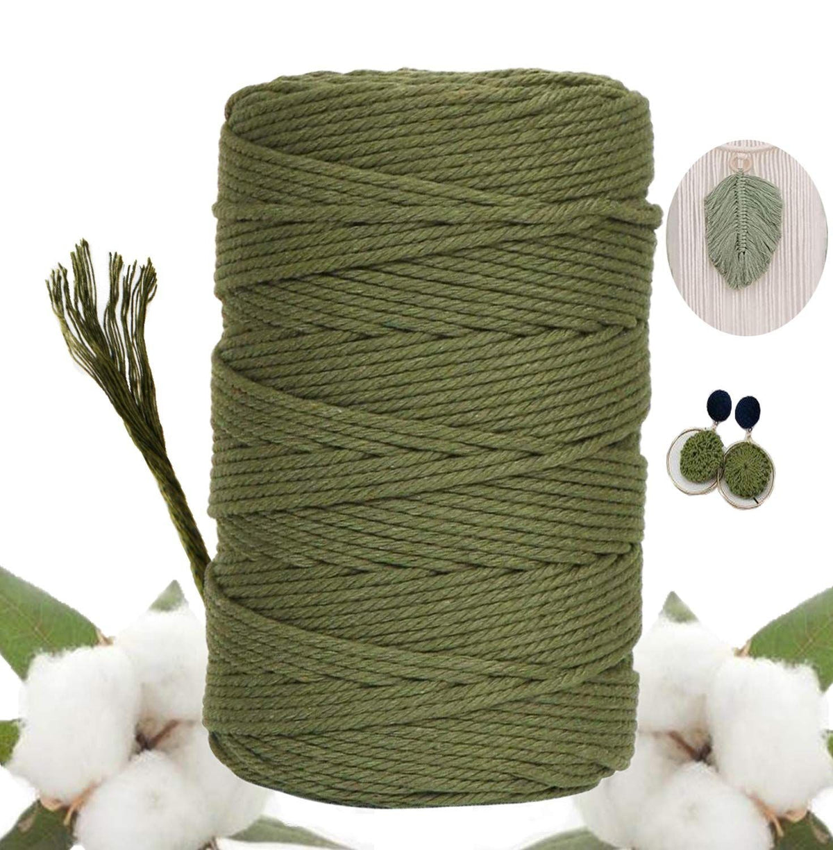 3 x 200 mm Cotton Cone Yarn Macrame Yarn Cotton Rope DIY Art Craft Knitting Tools