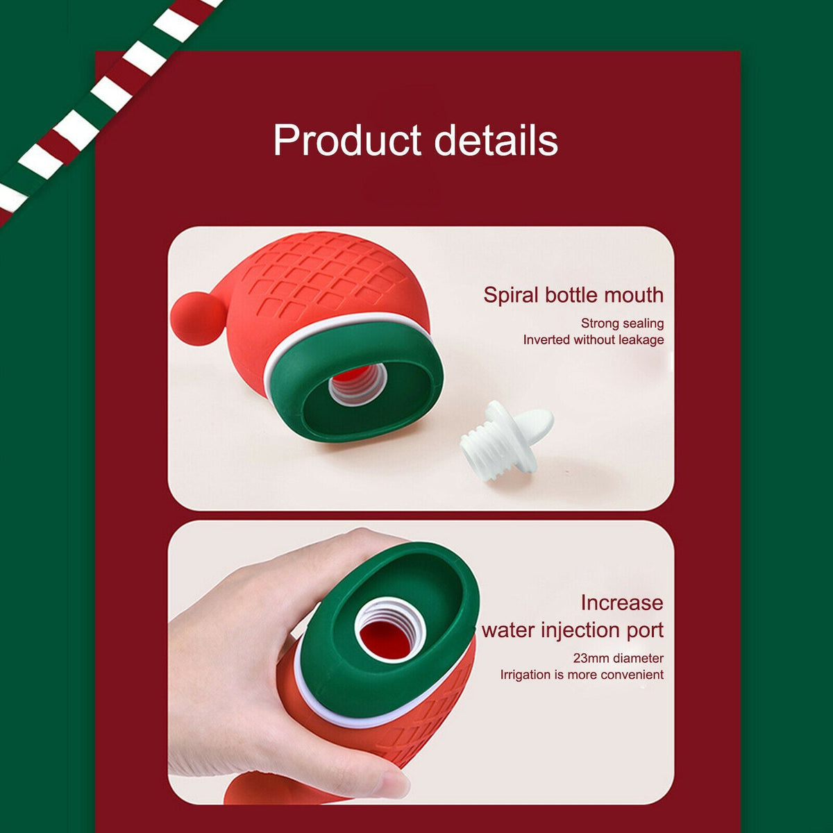 Christmas Hot Water Bottle Water Injection Hand Warmer Winter Silicone Warm Bag