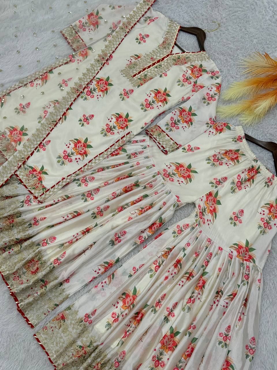 Fab Zone Beautiful Party Wear Top - Sharara With Fancy Dupatta