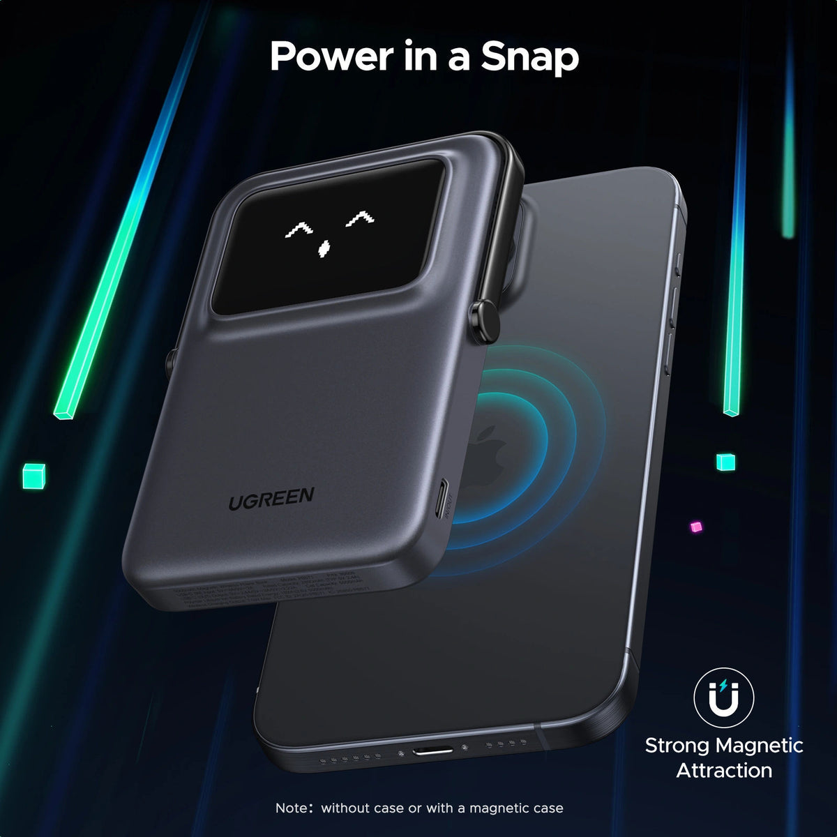 UGREEN PB571 Uno 5000mAh Magnetic Wireless Power Bank with Stand and TFT Display - Makasib Offer