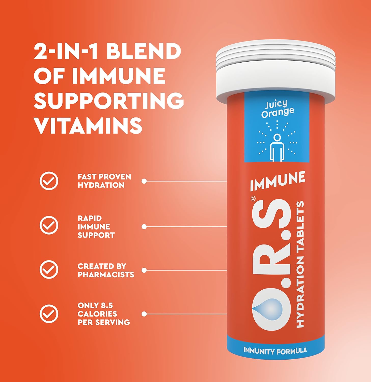 Ors Immune Tablets With Electrolytes, Vegan, Gluten And Lactose Free Formula - Juicy Orange Flavour 20'S