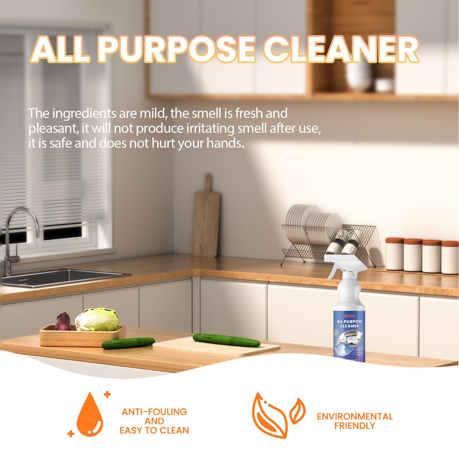 All Purpose Kitchen and Bathroom Cleaner, Stubborn Oil Stain Remover, Multi-Functional Detergent ,1set