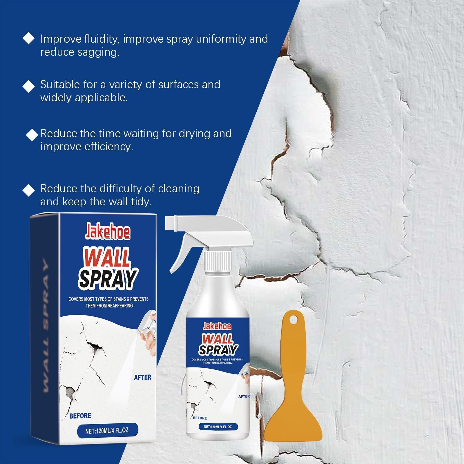 Transform Your Walls with Easy Wall Cleaning Spray, Stain Removal, Moisture-Proof, Mold & Peeling Repair ,1set