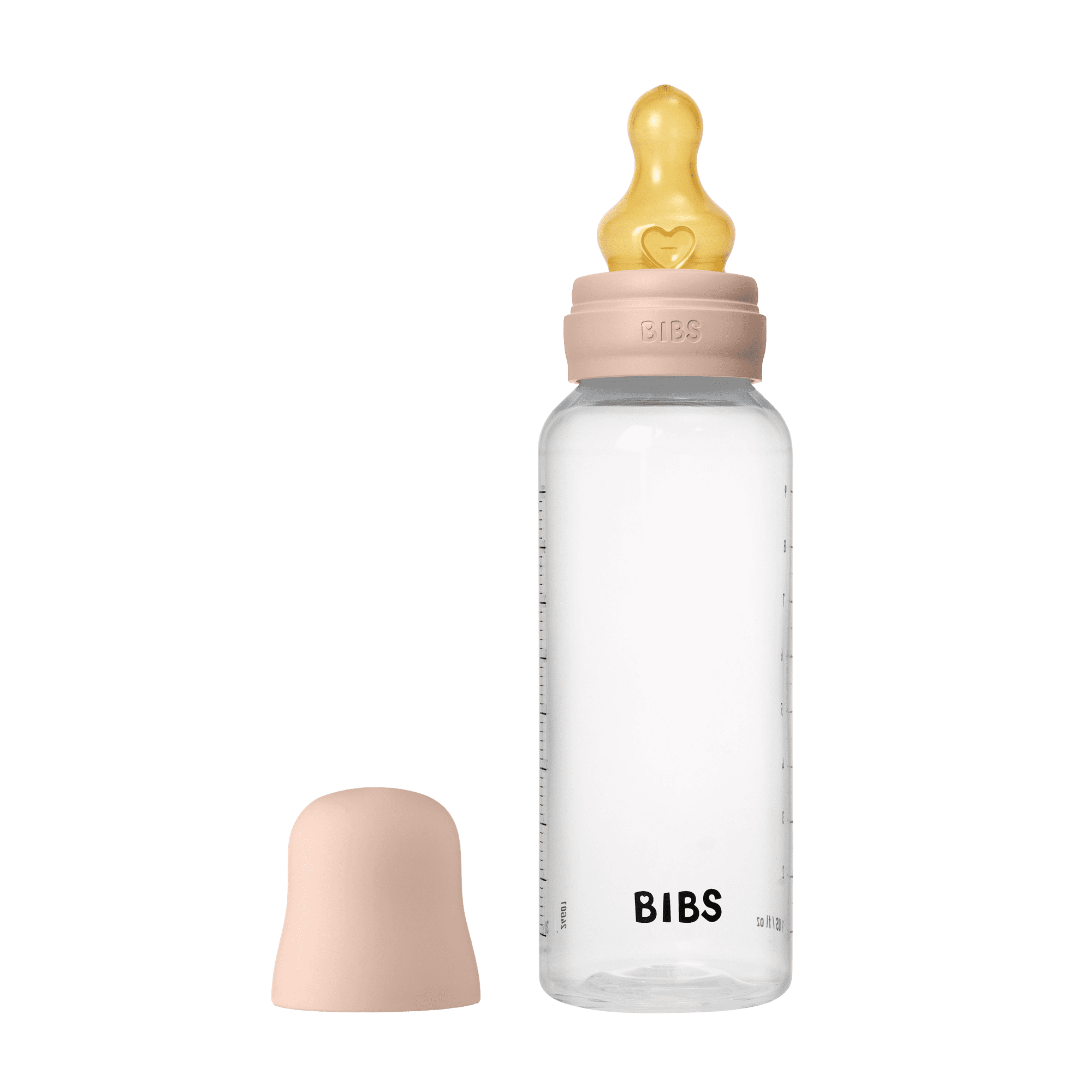 BIBS Baby Bottle with Round Latex Nipple – 270 ml Medium Flow | Blush