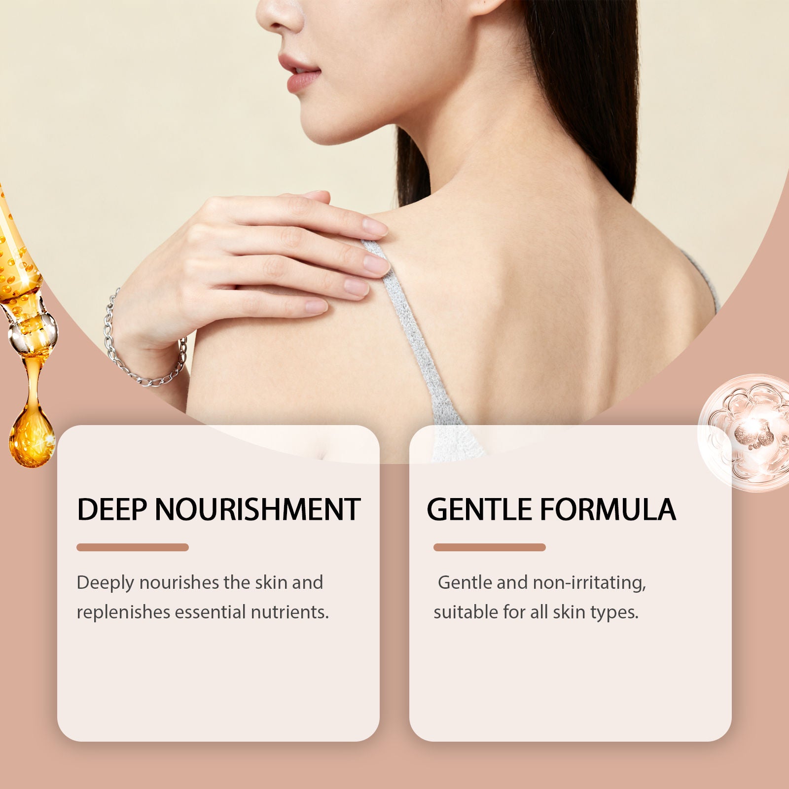 Body Essential Oil for Delicate Skin, Brightening, Nourishing, Light, Refreshing ,60ml