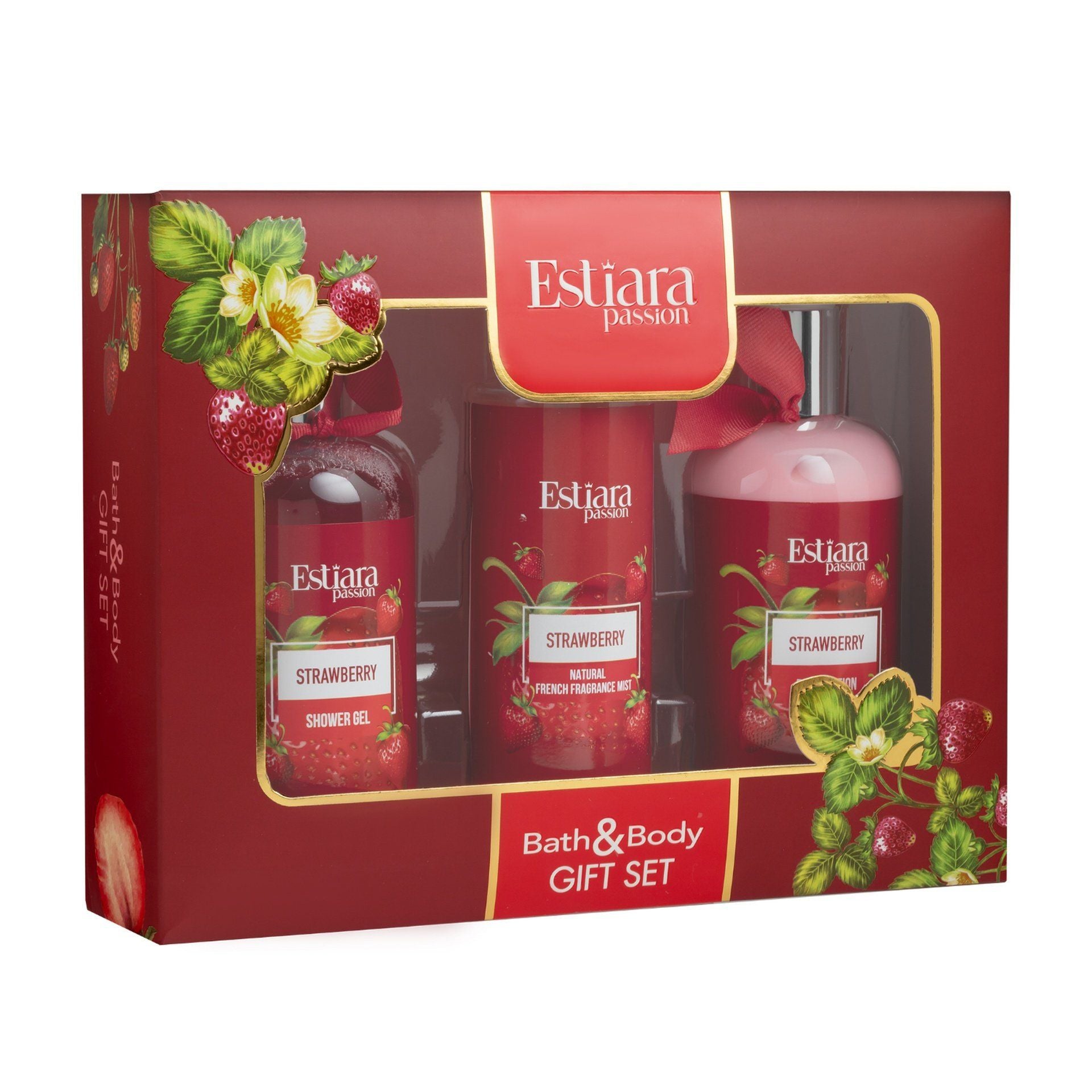 Estiara Passion Strawberry Gift Set (Body Lotion 350ml + Body Mist 250ml + Shower Gel 350ml)
