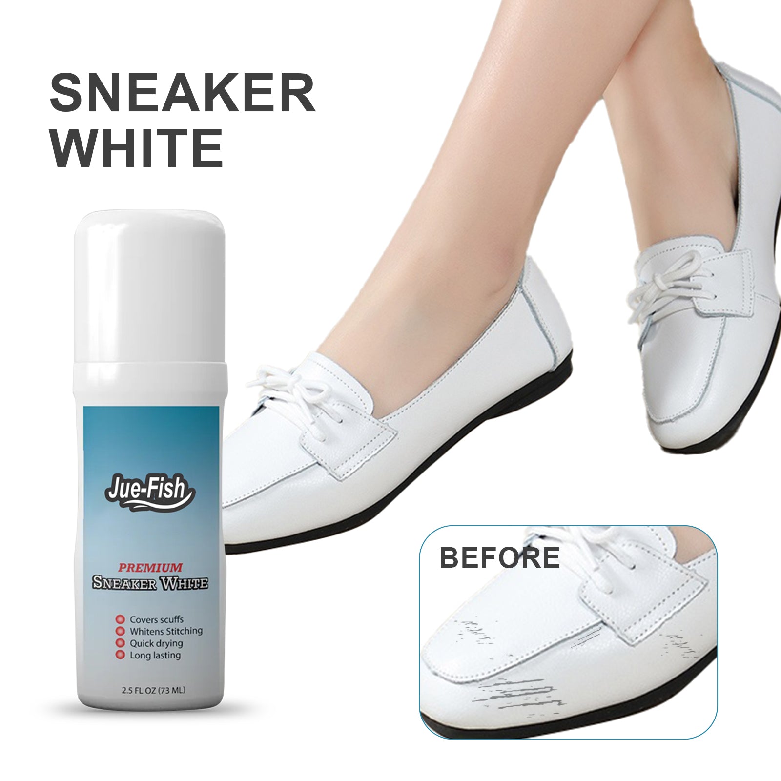 Brighten White Shoes Fast, Remove Stains, Shoe Whitening Cleaner for Small White Shoes ,73ml
