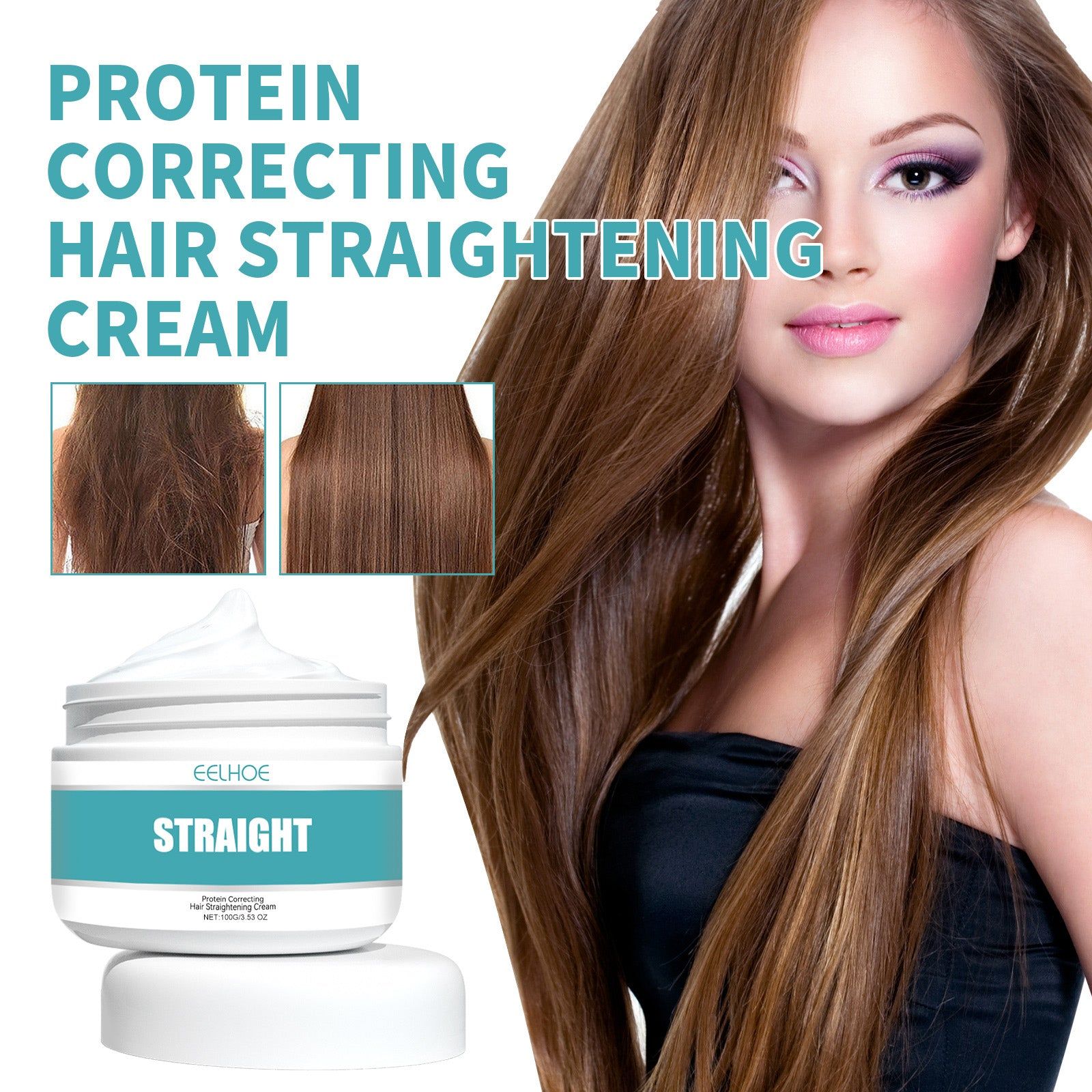 Collagen Hair Straightening Cream, Smooth Split Ends, Improve Frizz, Nourish, Repair Damaged Hair ,100g