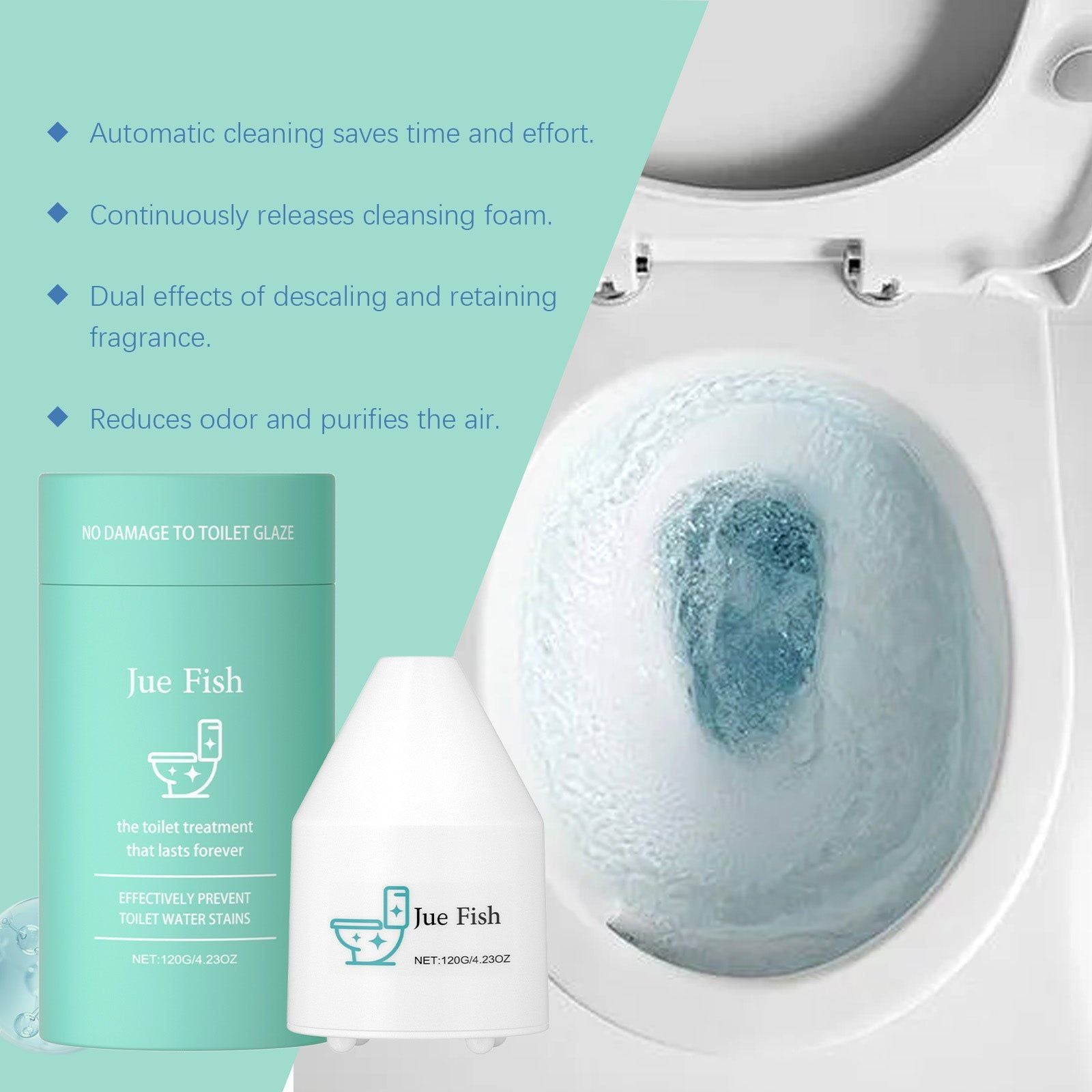 Automatic Toilet Cleaning Foam, Fresh Odor Removal, Easy Flush Tank Cleaner ,120g