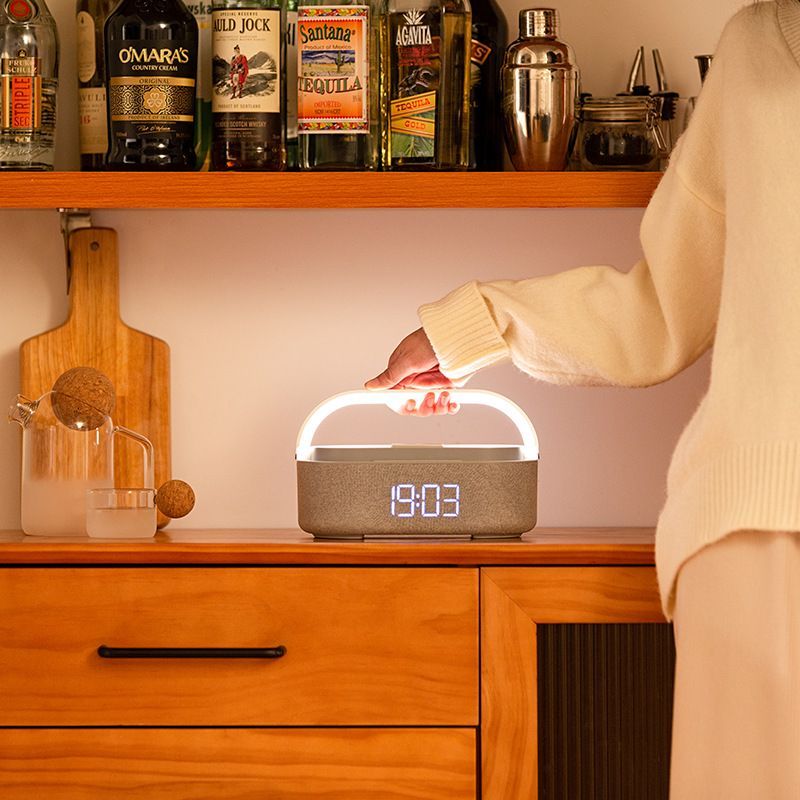 Multifunctional 15W Fast Wireless Charger Clock Bluetooth Speaker Night Light