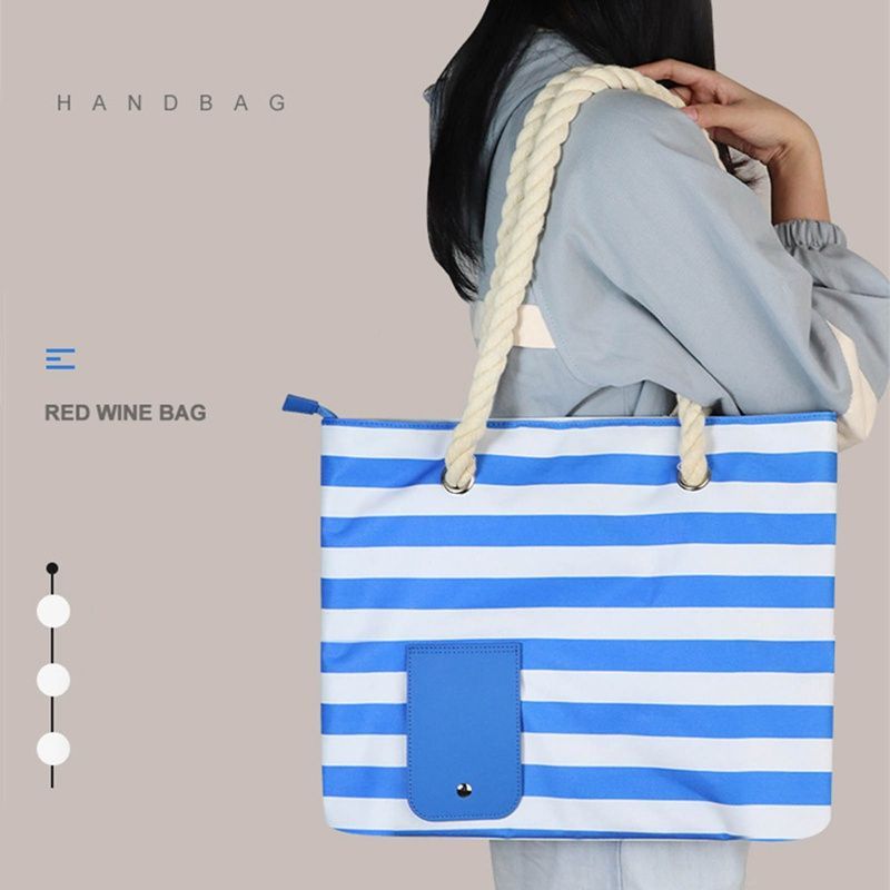Beach Wine Purse Canvas Tote Handbag With Hidden Dispenser Insulated Compartment