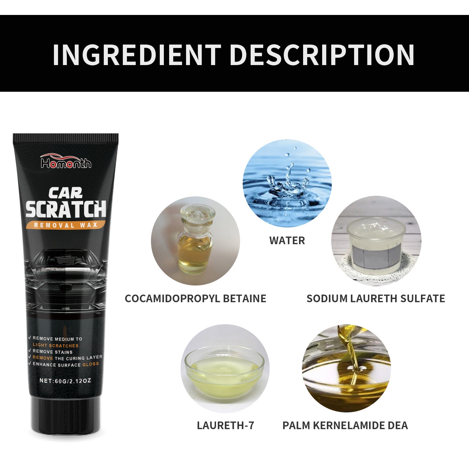 Car Scratch Remover Wax, Automotive Polishing Kit, Easy Scratch Repair, 85g ,1set