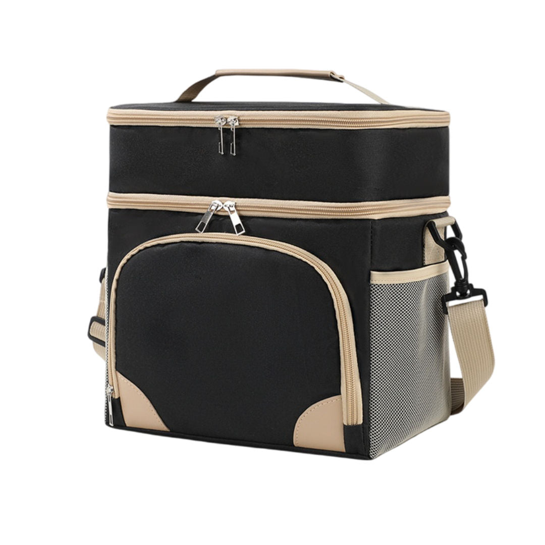 Double Layer Leakproof Insulated Lunch Bag with Shoulder Strap