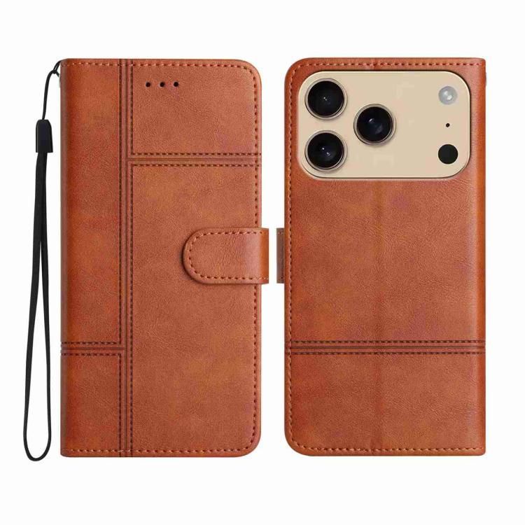 For iPhone 18 Pro Max / iPhone 17 Pro Max Cowhide Texture Stitching Leather Phone Case