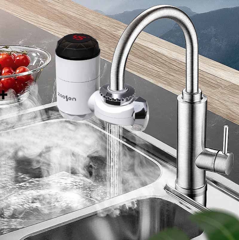 Instant Hot Water Faucet, Style:White + Leak Protection White + Leak Protection