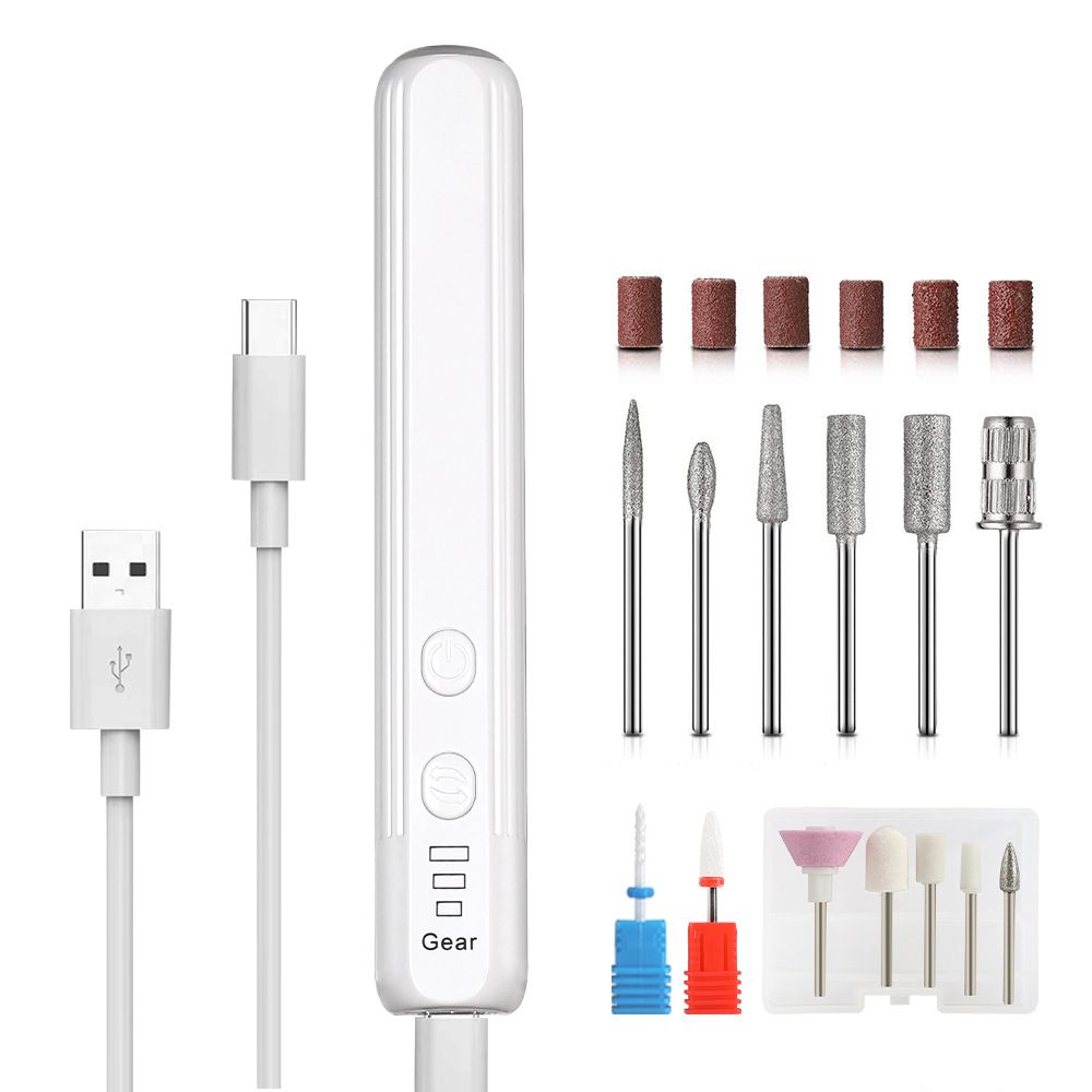 Electric Nail Drill Kit Portable Nail Polish Drill Grinder Rechargeable Electric Nail File Machine