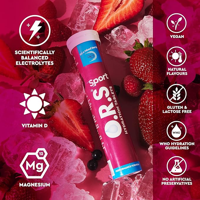 أقراص O.R.S Sport Hydration بنكهة التوت الطبيعي المختلط 20 قرصًا