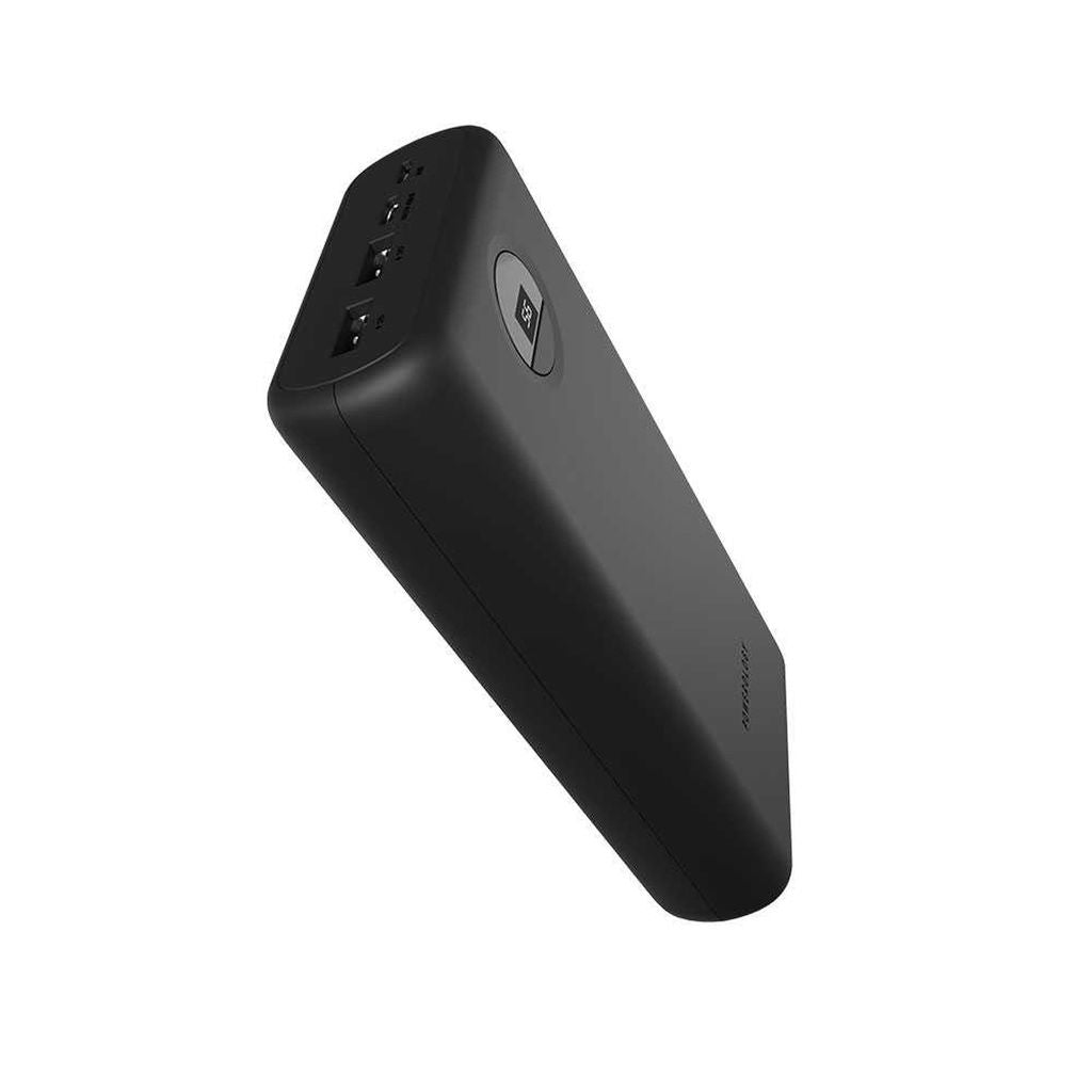 Powerology Quick Charge Power Bank 30000mAh with 45W PD Fast Charging, USB-C & Dual USB-A, LED Display, Black