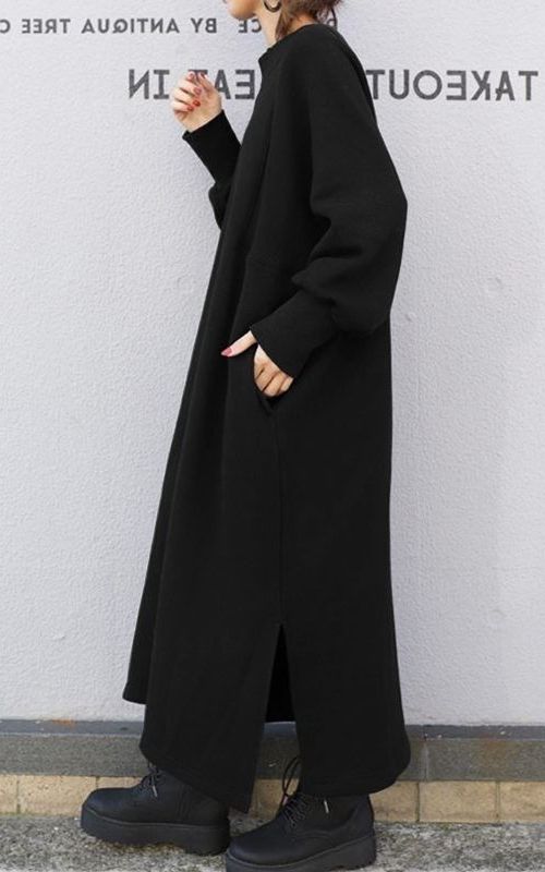 Women's Autumn Crew Neck Cotton Pullover Sweatshirt Dress