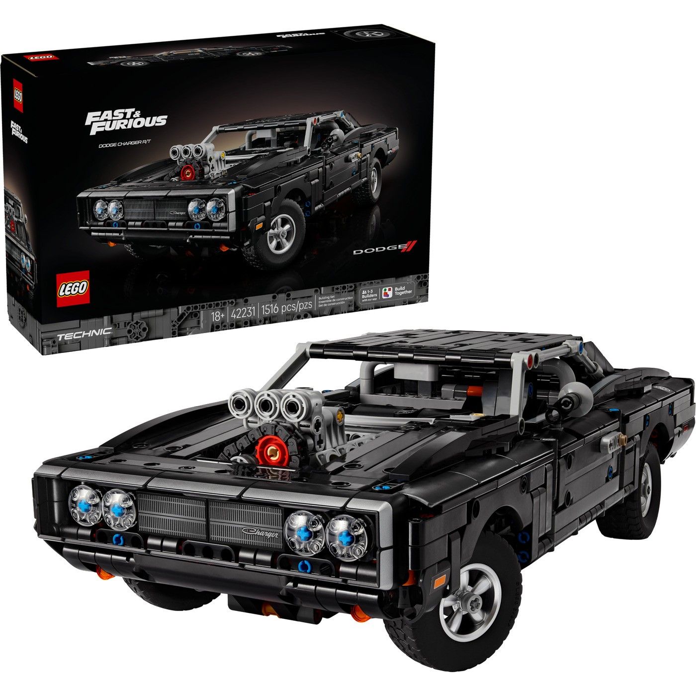 LEGO Technic Fast & Furious Dodge Charger R/T Building Set, 1516 Pieces, For Age 18+ Years