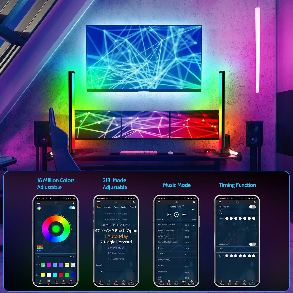Rhythm Light Bar RGB Sound Control Pickup Lamp Bluetooth Atmosphere Light