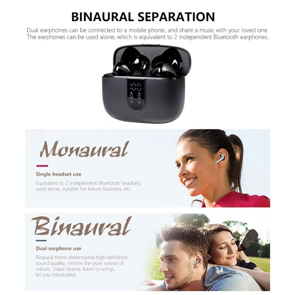 Bluetooth Earbuds Noise Canceling Stereo Earphones Wireless Sports Headphones