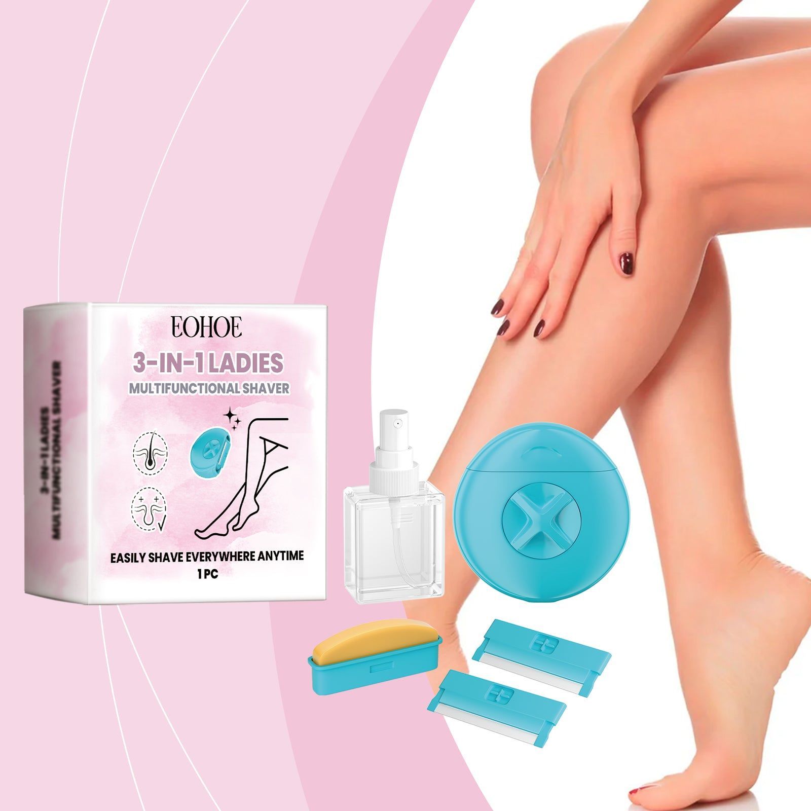 3-in-1 Women's Body Clean and Shave Razor, Moisturizing, Travel Friendly ,1pcs
