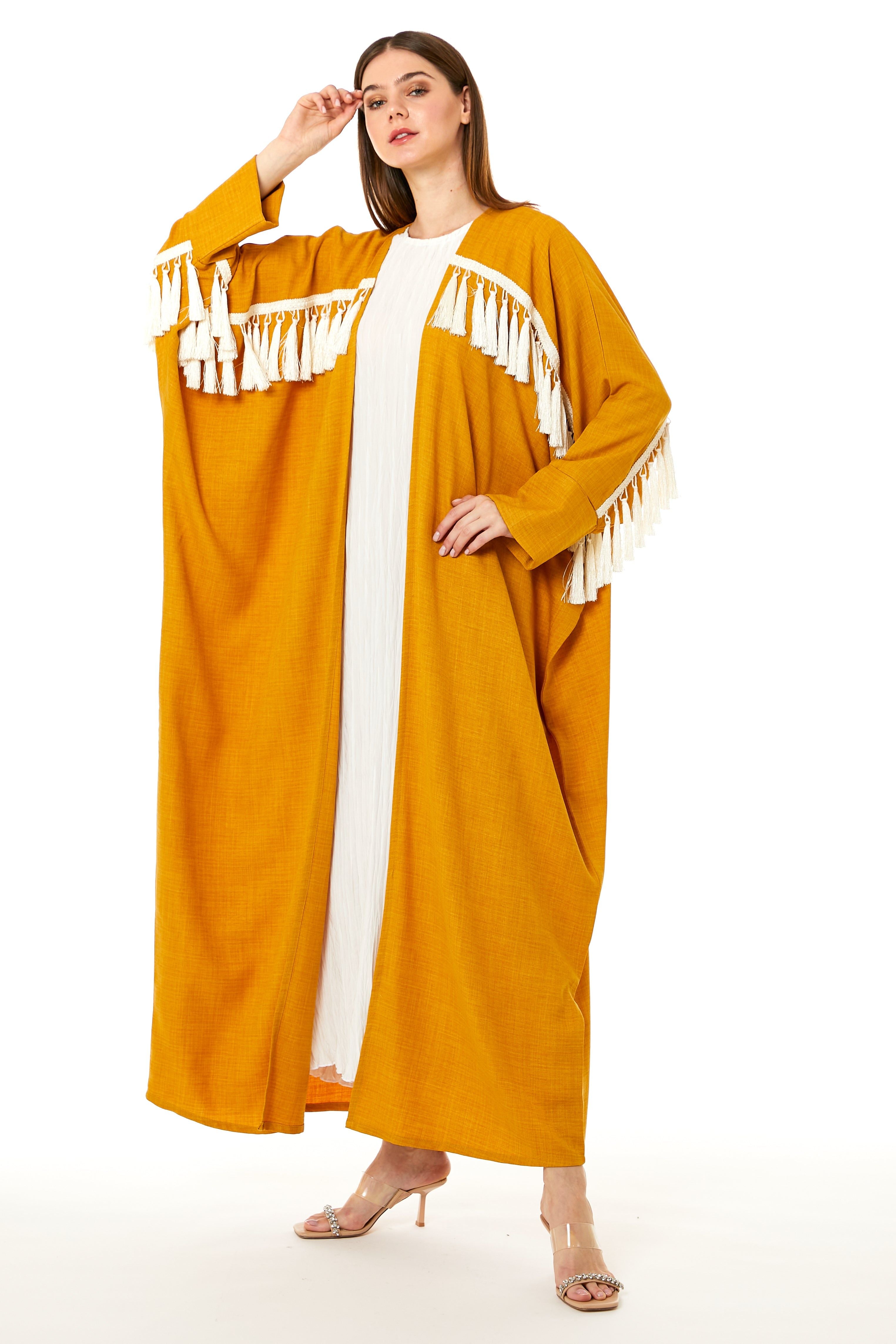 MOiSTREET Mustard CEY Melange Abaya