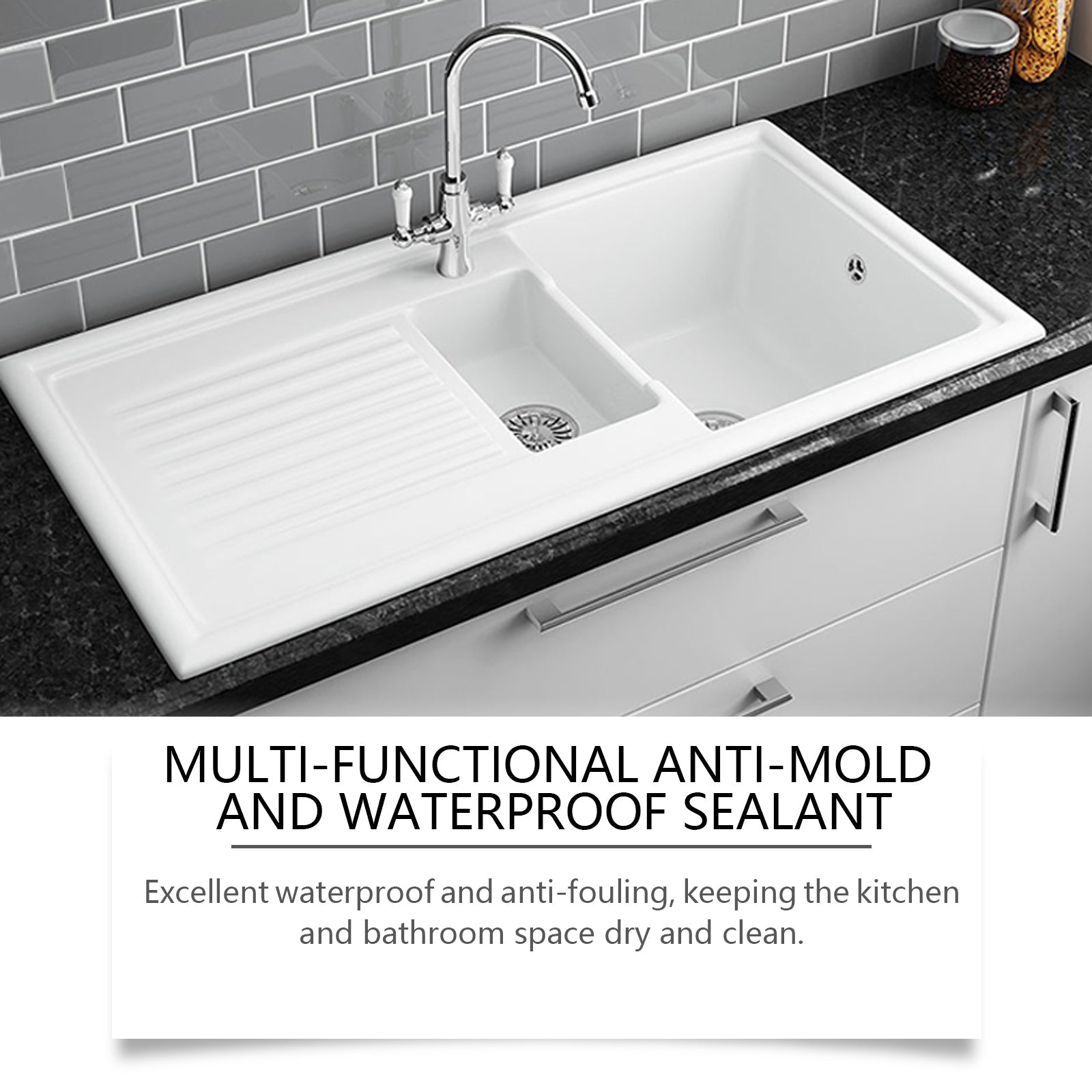 Waterproof Sealant, Stain Resistant, Leak Proof, Easy to Use, Bathroom Kitchen ,150ml