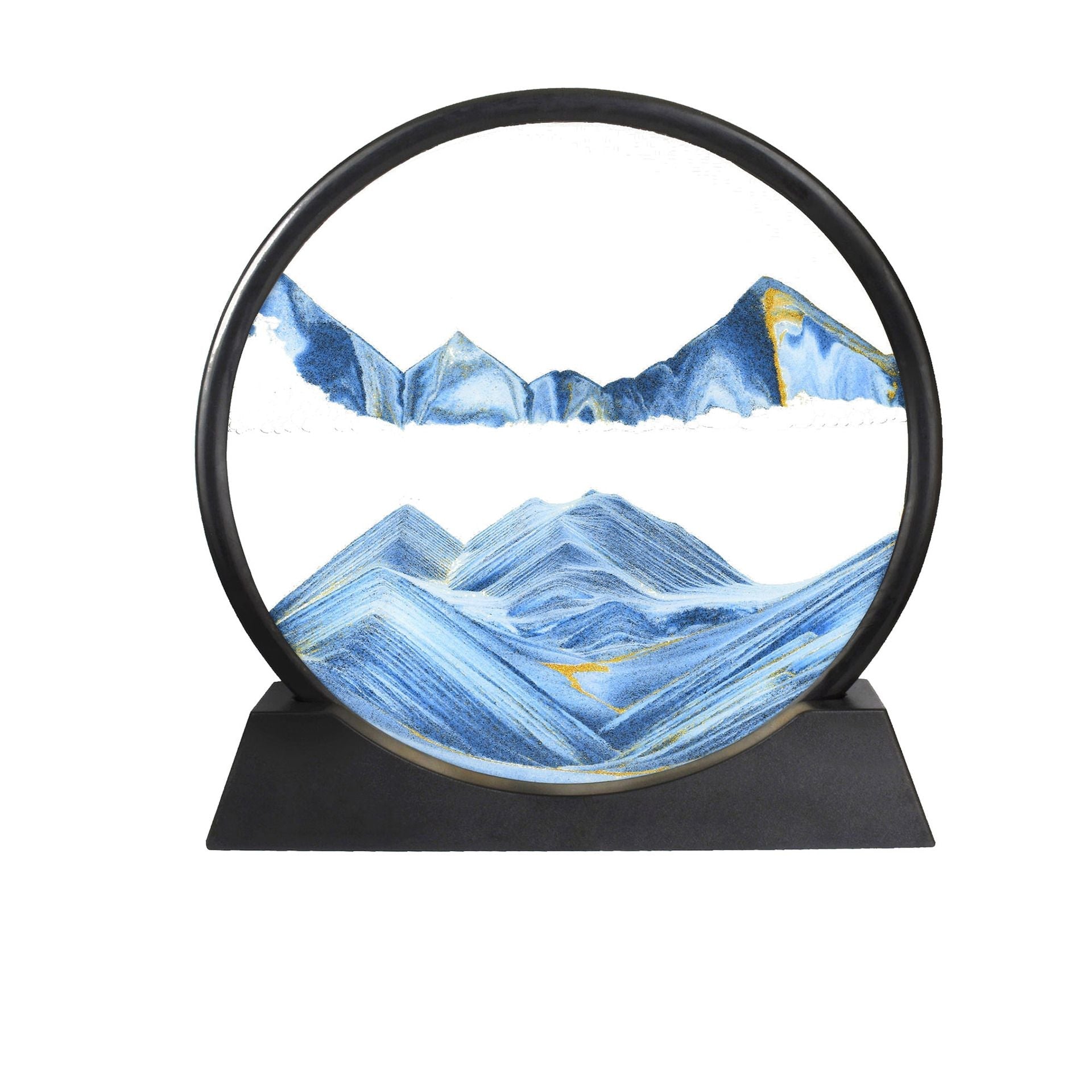 Moving Sand Art Picture Round Glass 3D Deep Sea Sandscape Flowing Sand Frame Home Decor