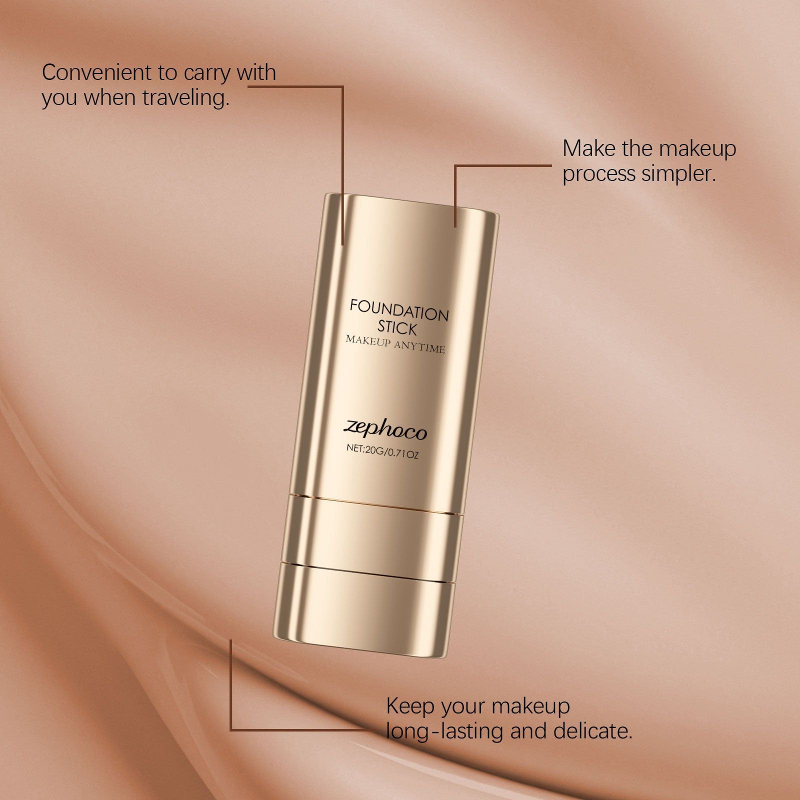 Dark Skin Foundation Stick, Hydrating, Natural, Concealing, Flawless Matte, Two-In-One, Easy Application ,20g