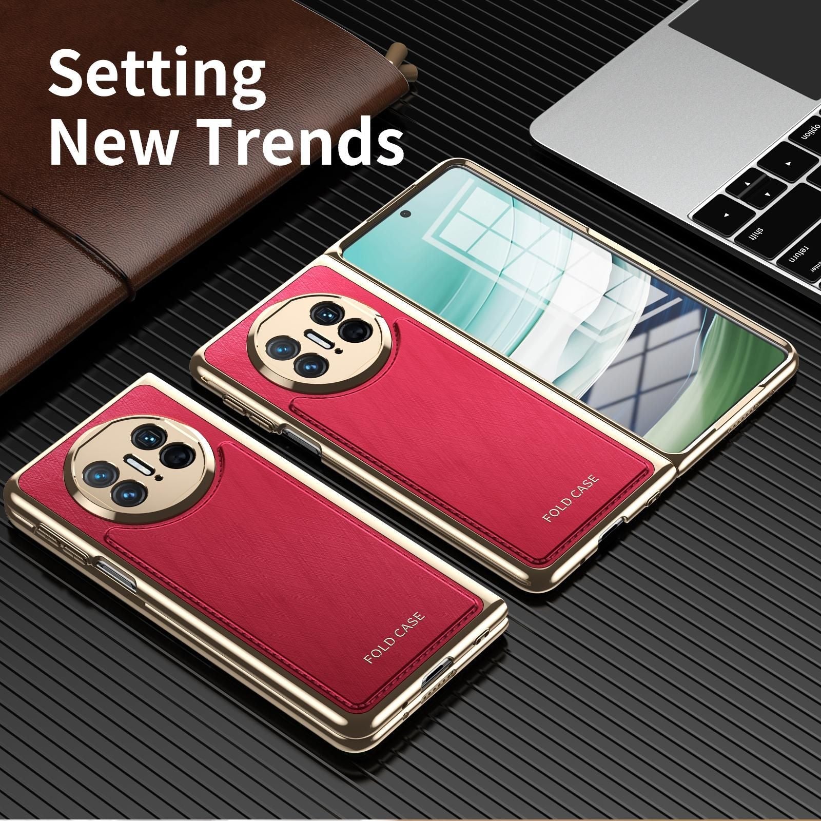 Plating Silver Brocade Case For Huawei Mate X5