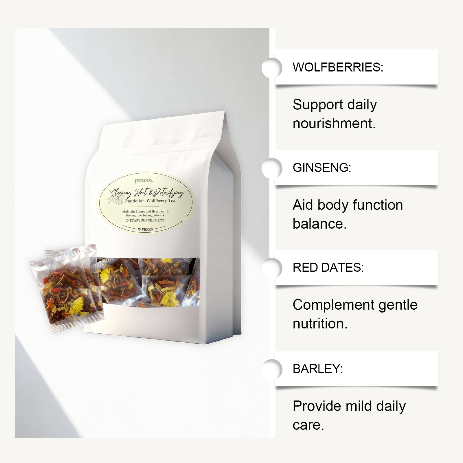 Dandelion & Goji Berry Body Care Tea, Refreshing Detox, Supports Wellness, Wholesale OEM ,15pieces