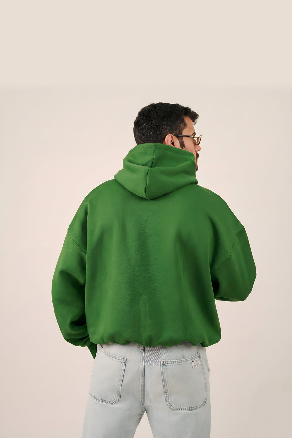 سترة مولو كلاسيكية كبيرة الحجم بغطاء للرأس من الفليس - أخضر