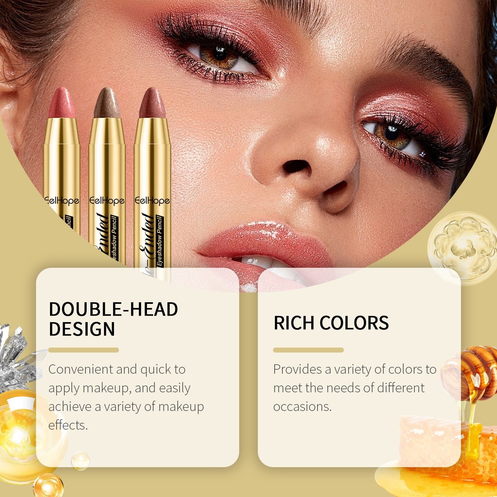 Dazzling Eyeshadow Stick, Face Makeup, Brighten Eyes, Sparkle & 3D Color ,2g