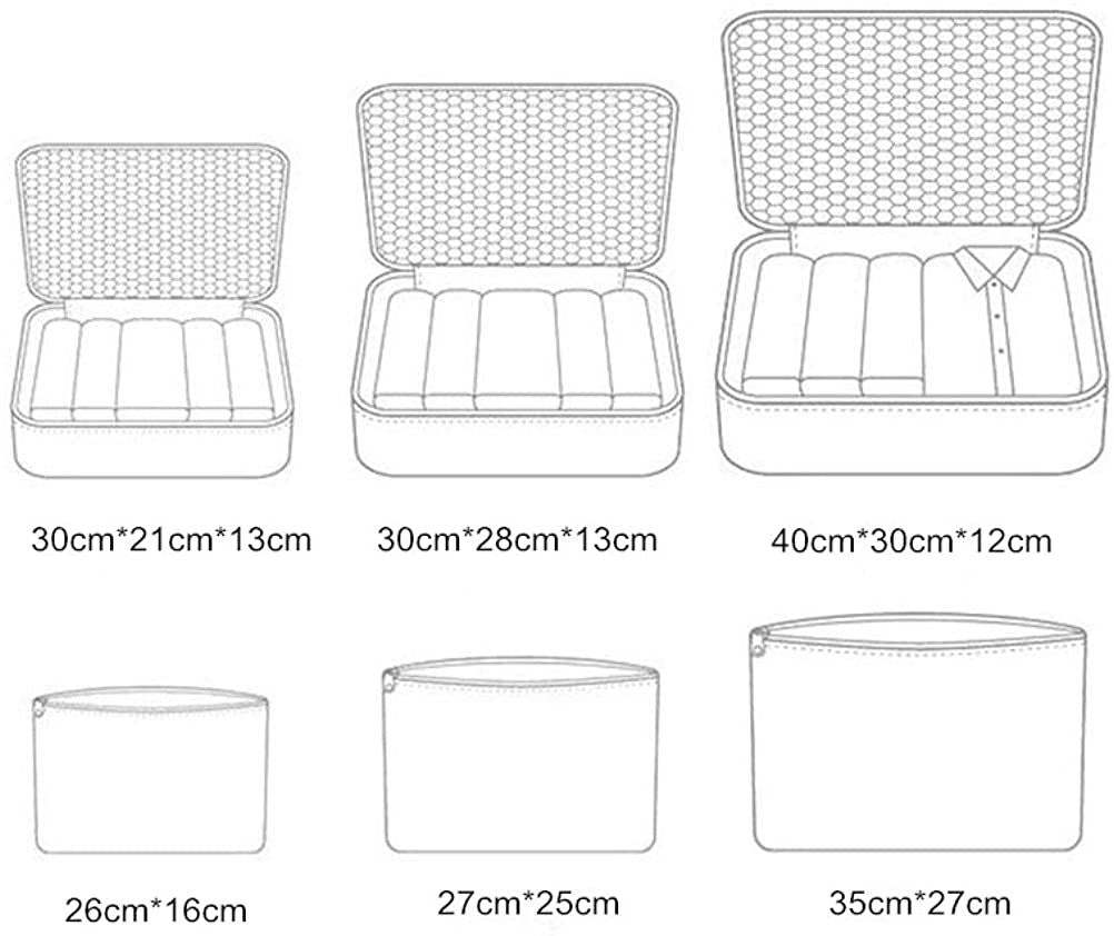 6 Pack Travel Storage Bags Waterproof Clothes Packing Cube Luggage Organizer Pouch