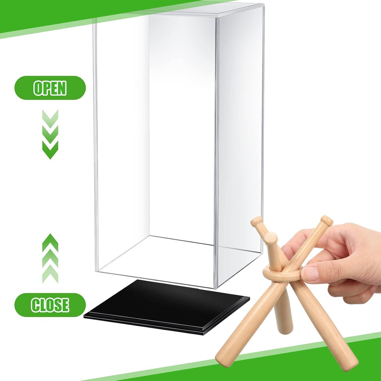 Baseball Display Case with Stand Holder Wooden Base Acrylic Showcase Showcase
