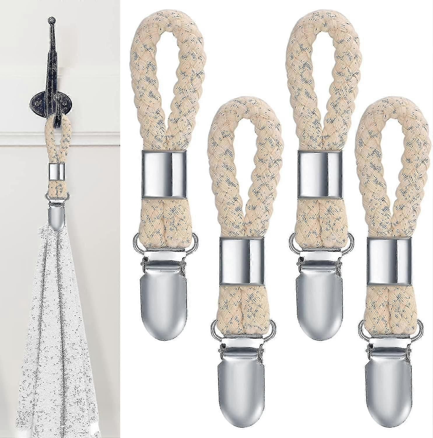 4 Pieces Towel Clip, Dish Towel Hook, Dish Towel Hook Bathroom Towel Holder, Dish Towel Clips Hanging Towel Cupboards,beige