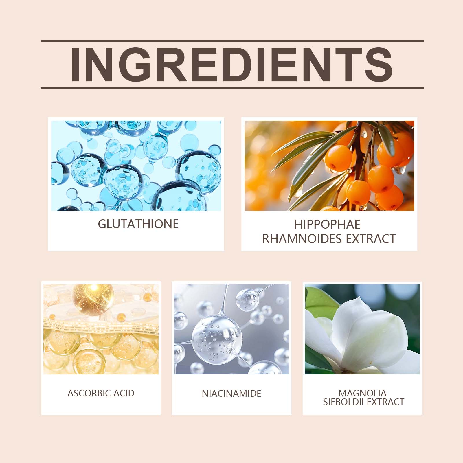 Natural Moisturizing Brightening Face Cream, Glutathione, Vitamin C, Sea Buckthorn ,30g