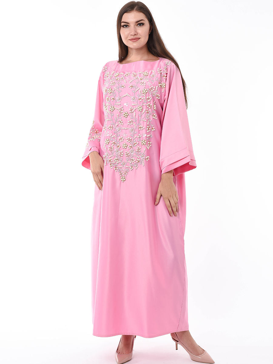 MOiSTREET Pink Hand Embroidery Kaftan