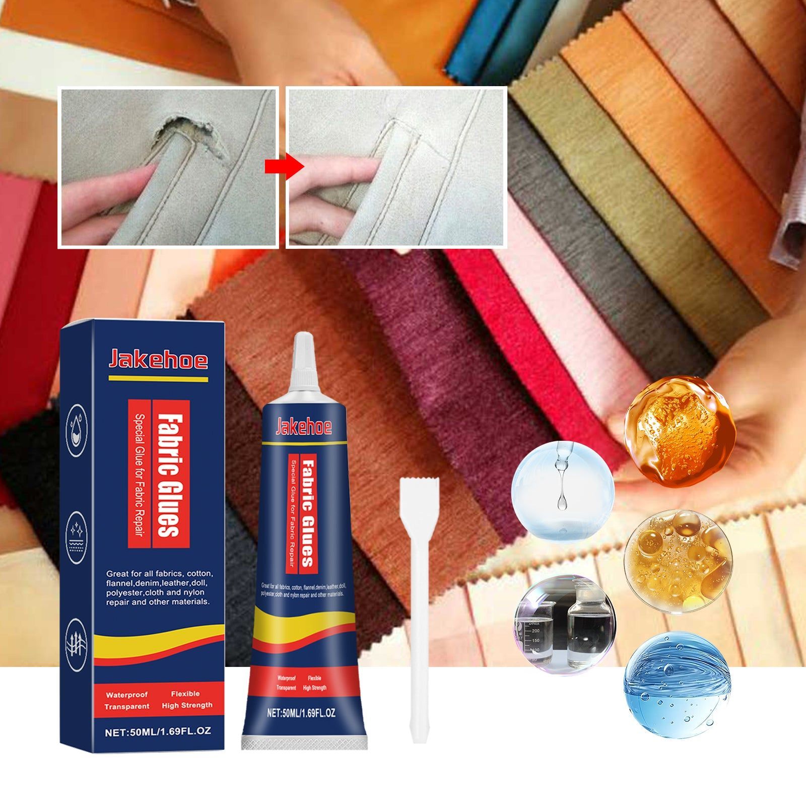 Premium Fabric Glue, Waterproof, UV Resistant, Perfect for Clothing Repairs ,1set