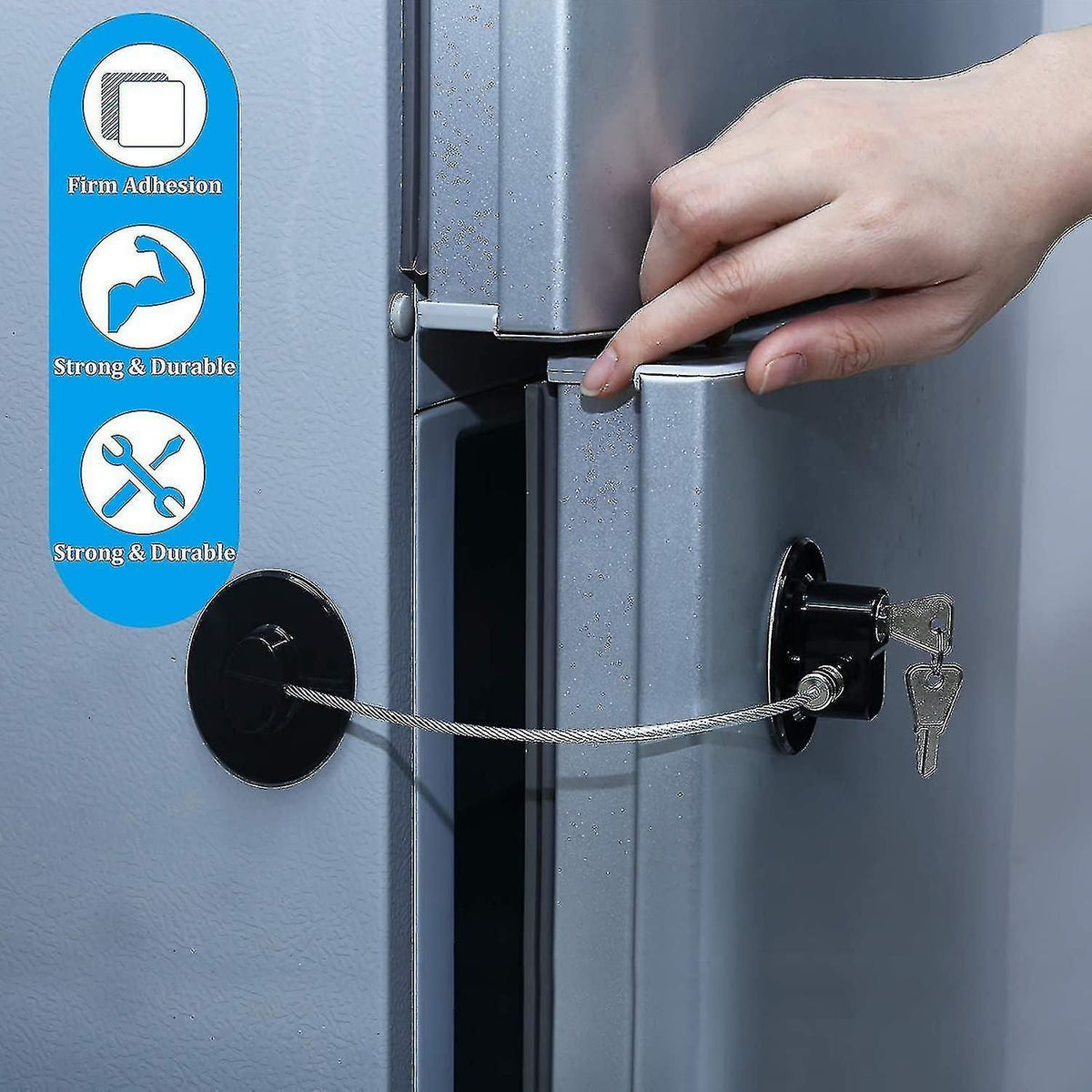 4 Piece Refrigerator Lock Set With 8 Keys for Childproof Security