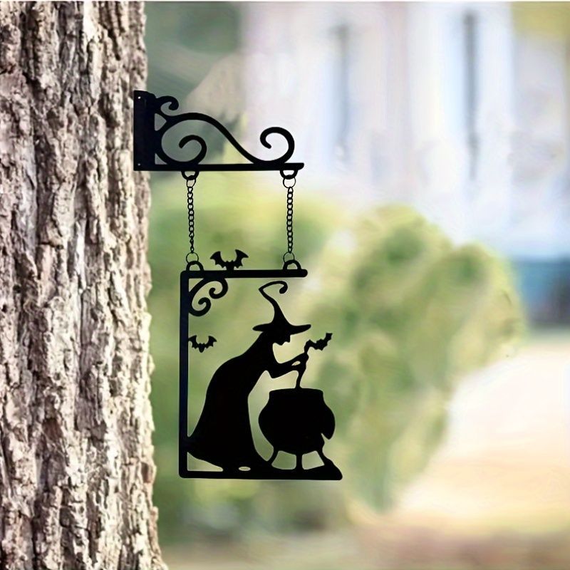 Halloween Witch Wall Decoration Metal Silhouette Wall Art Hanging Decor