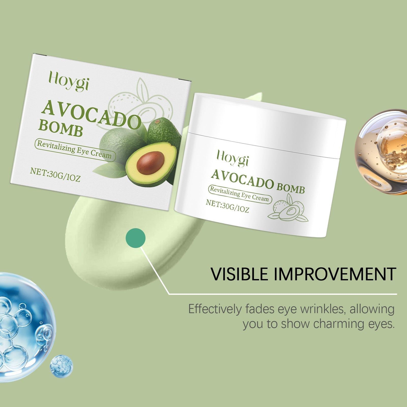 Avocado Eye Care Cream, Hydrating Anti-Aging, Reduces Dark Circles, Puffy Eyes ,30g