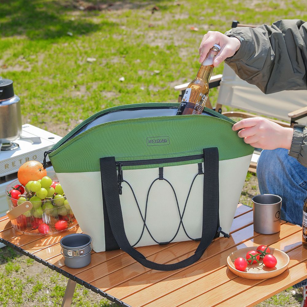 Insulated Lunch Cooler Tote with Zipper Pocket for Camping and Travel