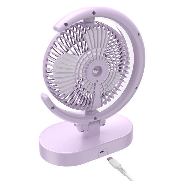 Portable Desktop Fan USB Charging Small Fan Moon Shape Fan With Light