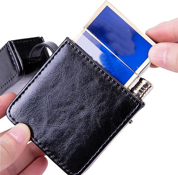 Vintage PU Leather Cigarette Case Cigarette Box Lighter Holder Pouch